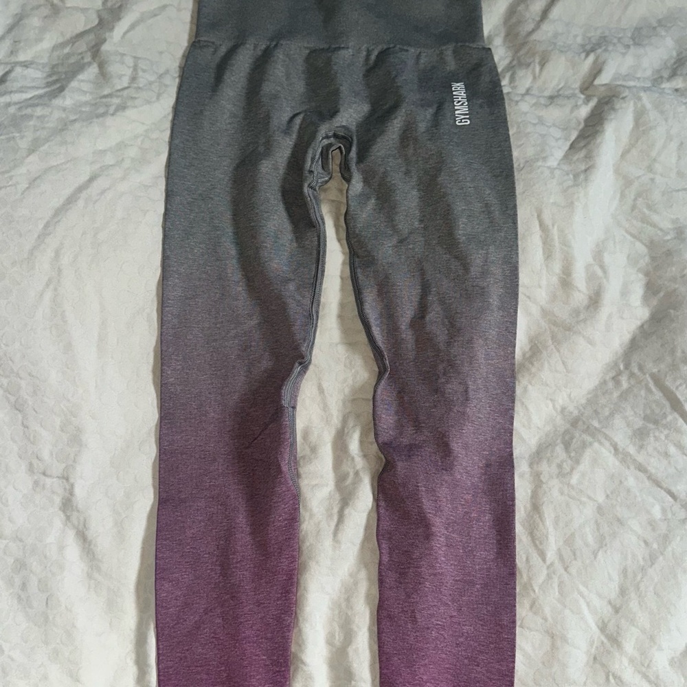 Gymshark Gray and Purple Gradient Leggings High-Waisted Stretch